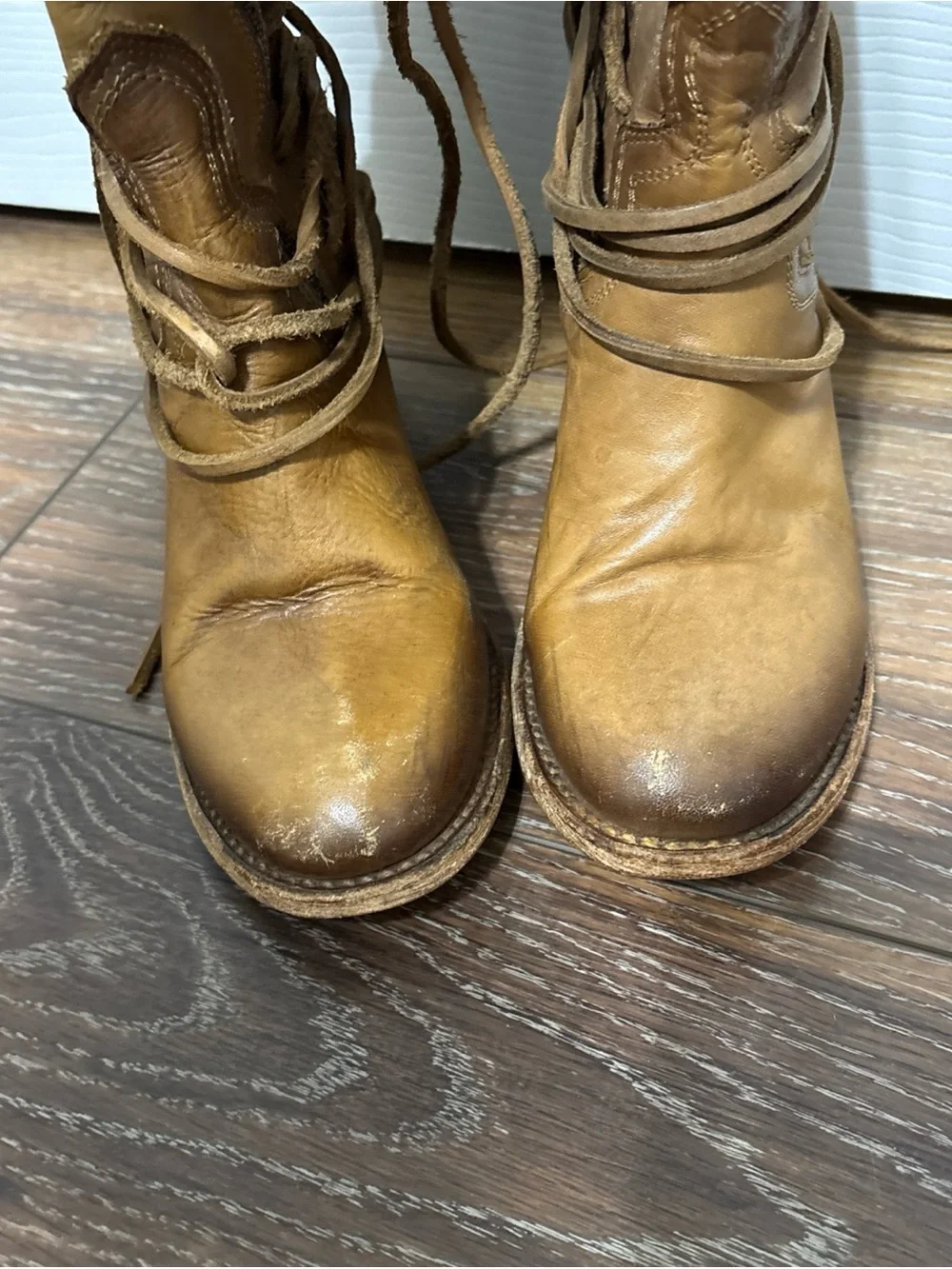 Freebird by Steven Coal Women's Tan Leather Lace-Up Knee High Boots Size 8